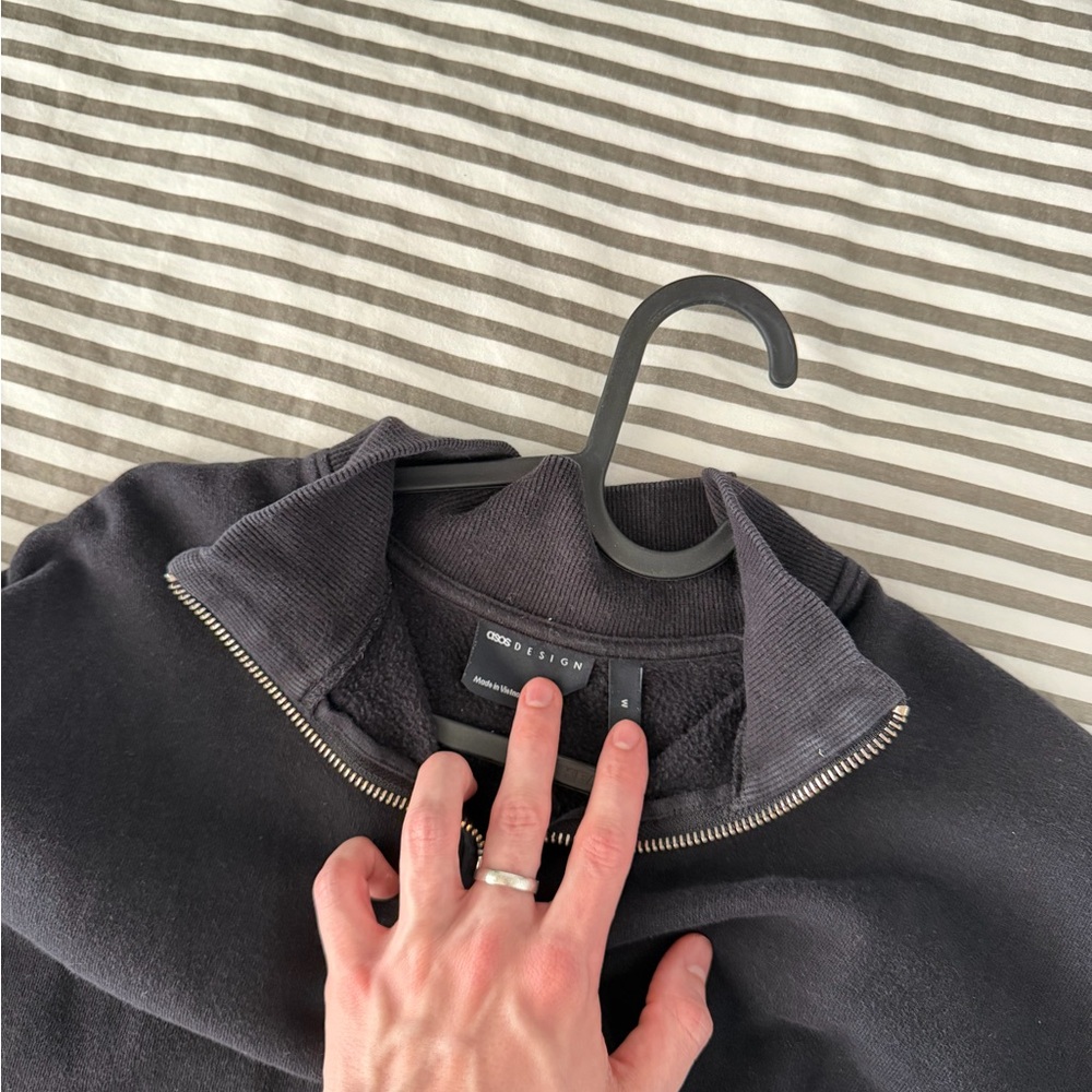 ASOS Black Quarter-Zip Pullover